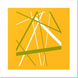 Criss Cross Olive Green and White Lines Posters and Art